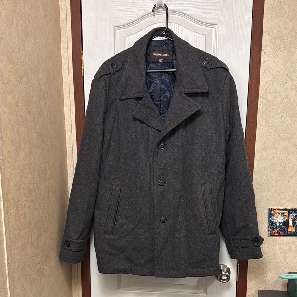 Michael Kors Gray Peacoat with Classic Design